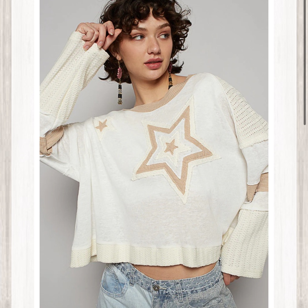 POL Star Graphic Long Sleeve Pullover, Large